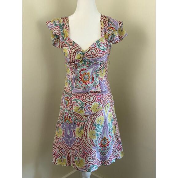 Paul & Joe Dresses & Skirts - Paul and Joe Sister Silk Floral Print Dress V Neck Ruffle Sleeve M 6 Parisian